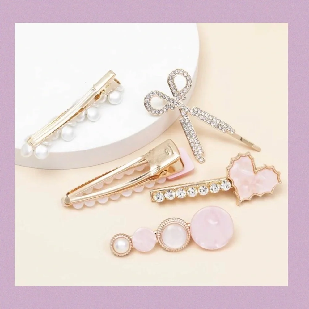 Fashion‎ Hair Clips Set, New Pearls and Acrylic Resin Hair Clips